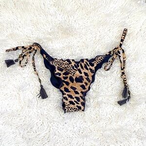 Sofia By VIX Leopard Print Bikini Bottom with Tassels